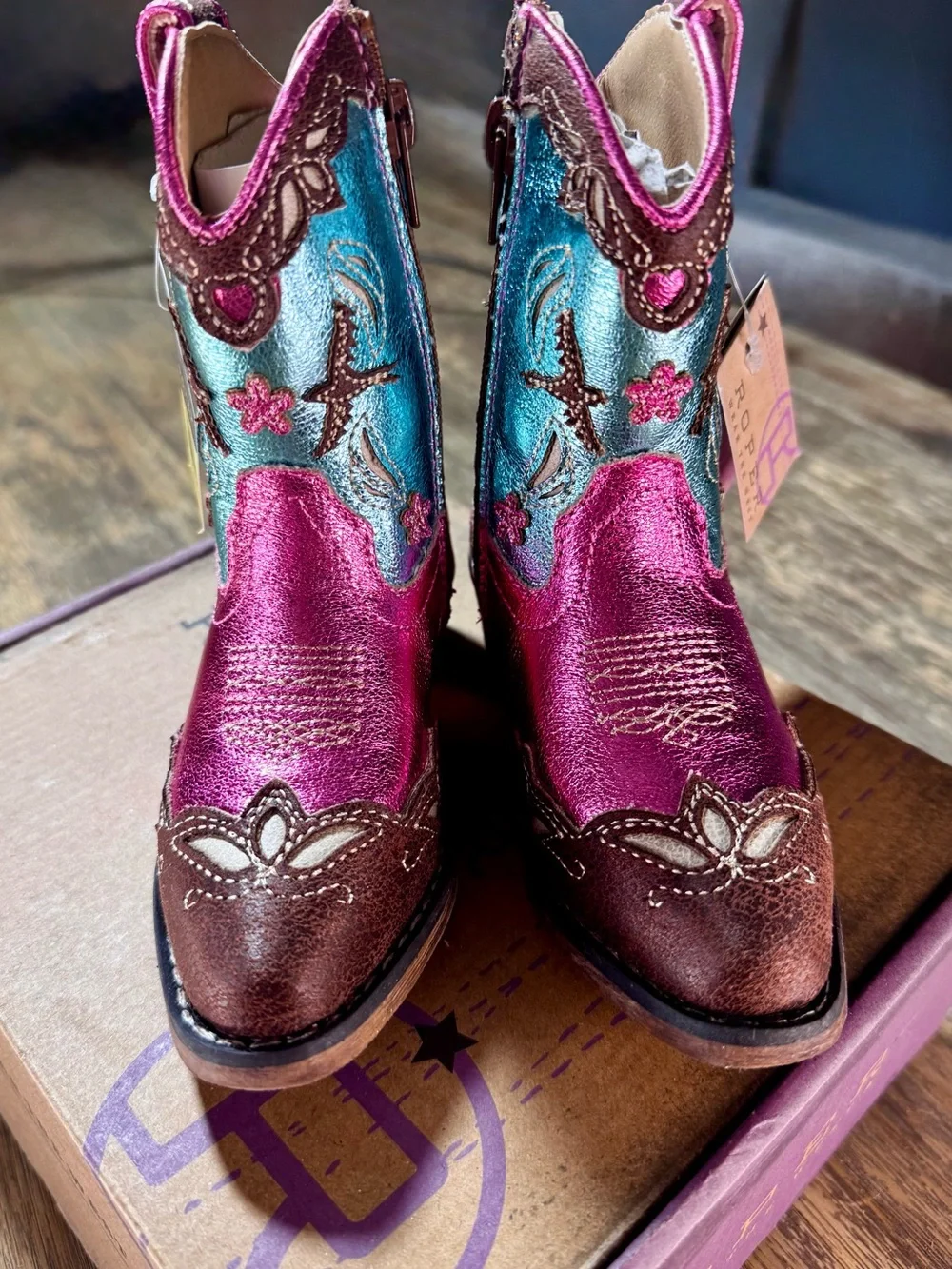 Brand new Roper Pink and Turquoise toddler Western Cowgirl Boots